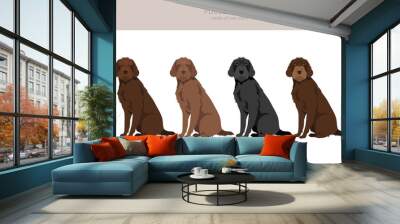 Pudelpointer clipart. Different poses, coat colors set Wall mural