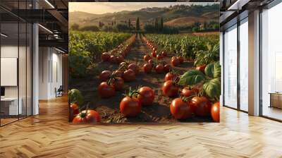 A field of ripe tomatoes, The field grows tomatoes Wall mural