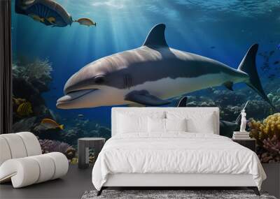 underwater world, fish swimming in their natural environment Wall mural