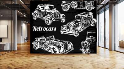 Retro car sketch for your design. Wall mural