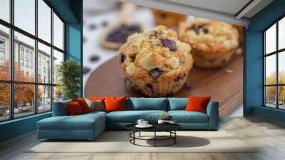 sweet home made chocolate muffins with streusel Wall mural