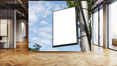 Blank white billboard on the pillar. Template Wall mural