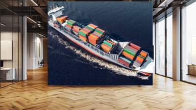 Container ship sailing in sea Wall mural