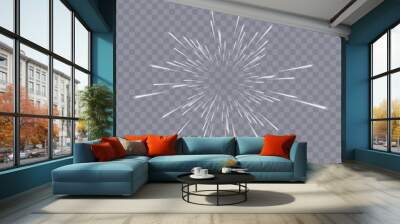 Shining sun, bright flash star, white light. Wall mural