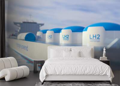 Liqiud Hydrogen renewable energy in vessel - LH2 hydrogen gas for clean sea transportation on ship with composite cryotank for cryogenic gases Wall mural