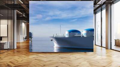 Liqiud Hydrogen renewable energy in vessel - LH2 hydrogen gas for clean sea transportation on ship with composite cryotank for cryogenic gases Wall mural