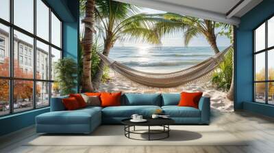 palm trees on the beach Wall mural