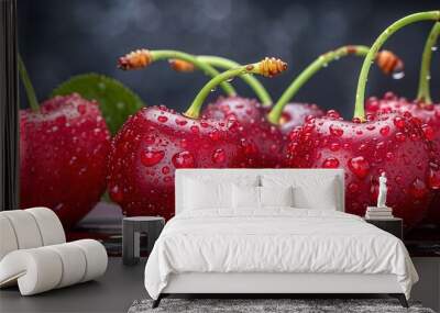 red cherries on a tree Wall mural