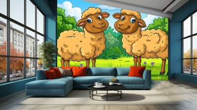 sheep in the meadow Wall mural