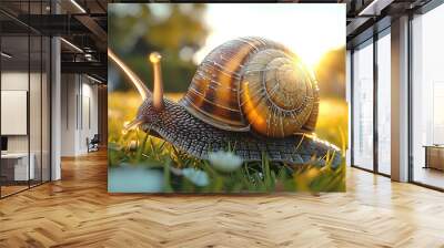 snail on the grass Wall mural