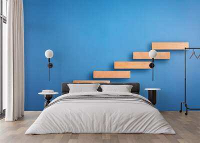 wooden block success steps. Concept of business growth and success. Success steps concept Wall mural