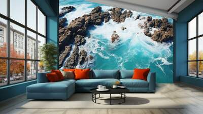 waves and rocks Wall mural