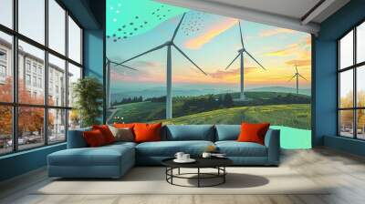 wind turbines farm Wall mural