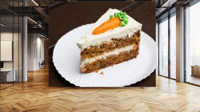 Carrot cake on a white dish Wall mural