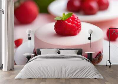 raspberry cheesecake on a plate Wall mural