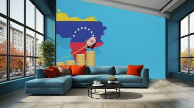 Economic growth in the country of Venezuela for the needs of tv, social media and website background cover in 3d rendering, empty space can be used to display data, numbers or infographics Wall mural