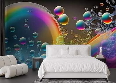 abstract nature butterfly background;  colorful rainbow butterfly bubble Wall mural