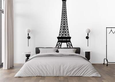 Eiffel tower sketch in silhouette, Eiffel Tower sketch drawing. Paris, France vector illustration Wall mural