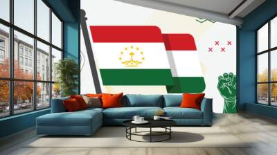 Tajikistan national or independence day banner.  Abstract geometric retro shapes. Tajikistan flag banner.  Wall mural