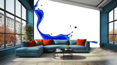 Abstract blue paint splash isolated on white background, cut out Wall mural