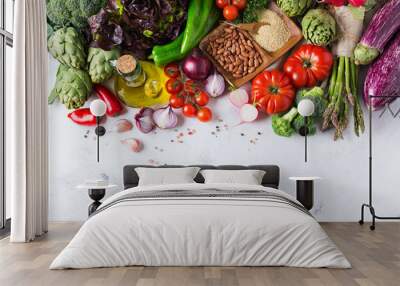 Assortment of fresh organic farmer market vegetables Wall mural