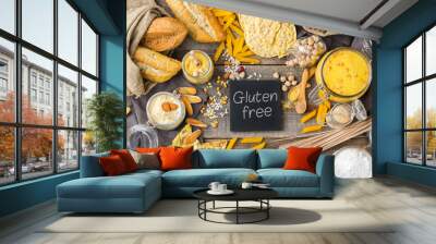 Gluten free food and flour, almond, corn, rice, chickpea Wall mural