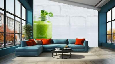 Green smoothie with vegetables for healthy, raw, vegan diet Wall mural