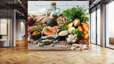 Healthy food for balanced flexitarian mediterranean diet concept Wall mural