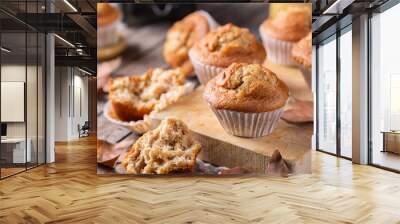 Homemade autumn cakes or muffins with nuts and spices Wall mural