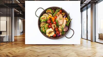 Seasonal summer grilled vegetables and chicken in a pan Wall mural