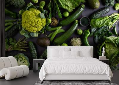 Variety of green vegetables, local food, seasonal produce Wall mural