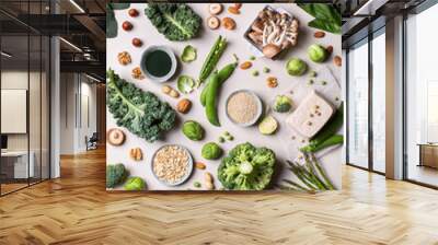 Variety of vegan, plant based protein food Wall mural