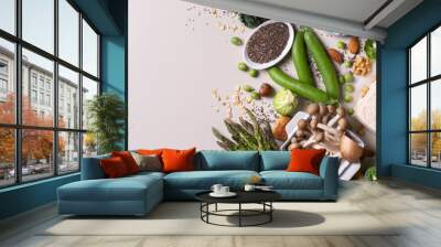 Variety of vegan, plant based protein food Wall mural