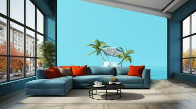 Summer vacation island on the sea. 3d rendering Wall mural