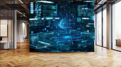 Modern holographic technology background. Futuristic technology background Wall mural