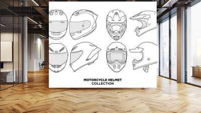 Template helmet full face line art helmet vector illustration line art vector helmet vector Wall mural