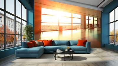 Modern airport interior glass wall aisle window Wall mural