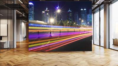 Night Light trace modern architecture  background Wall mural