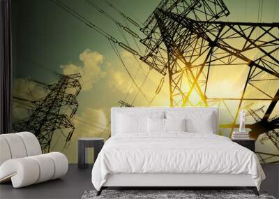 The power transmission towers of sky background Wall mural