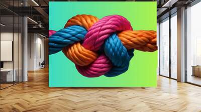  Team rope diverse strength connect partnership together teamwork unity communicate support. Strong diverse network rope team concept integrate braid colour background cooperation empower power. Wall mural