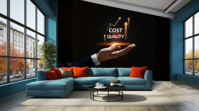 Cost reduction concept. Quality increase and cost optimization for products or services to improve and enhance company performance. Successful corporate strategy and management. Effective business . Wall mural