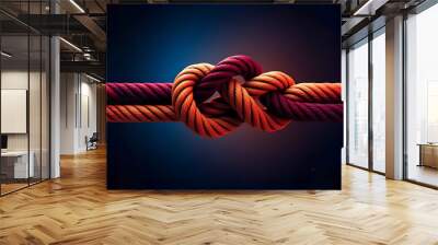 Team rope diverse strength connect partnership together teamwork unity communicate support. Strong diverse network rope team concept integrate braid color background cooperation empower power. Wall mural