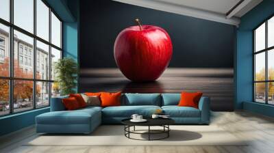 red apple on black background Wall mural