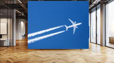 Airplane big two engines aviation airport contrail clouds Wall mural