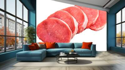 Five pieces of pork meat isolated on white background. Wall mural