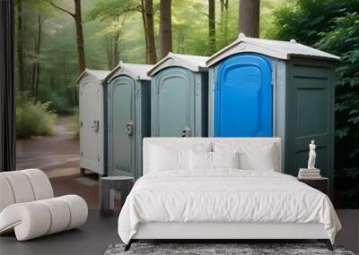 A block of four outdoor public toilets for an outdoor event Wall mural