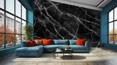 Black marble patterned texture background for design. Wall mural