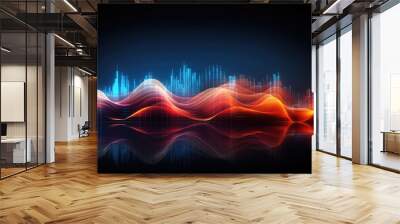 Fluorescent waves with a tech background Wall mural