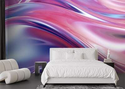 Iridescent, shiny surface with abstract shapes Wall mural