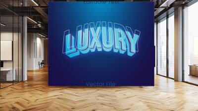 editable 3d text , luxury blue three dimensional glowing title Wall mural